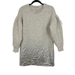 Zara Womens Size Small Gray Silver Quilted Sweatshirt Tunic Dress